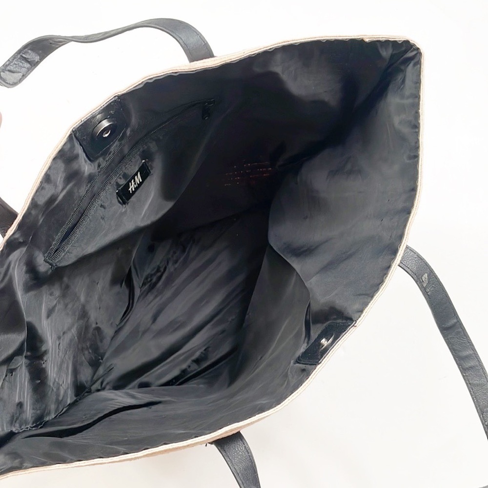 H&M straw color block beach tote bag - Picture 4 of 5